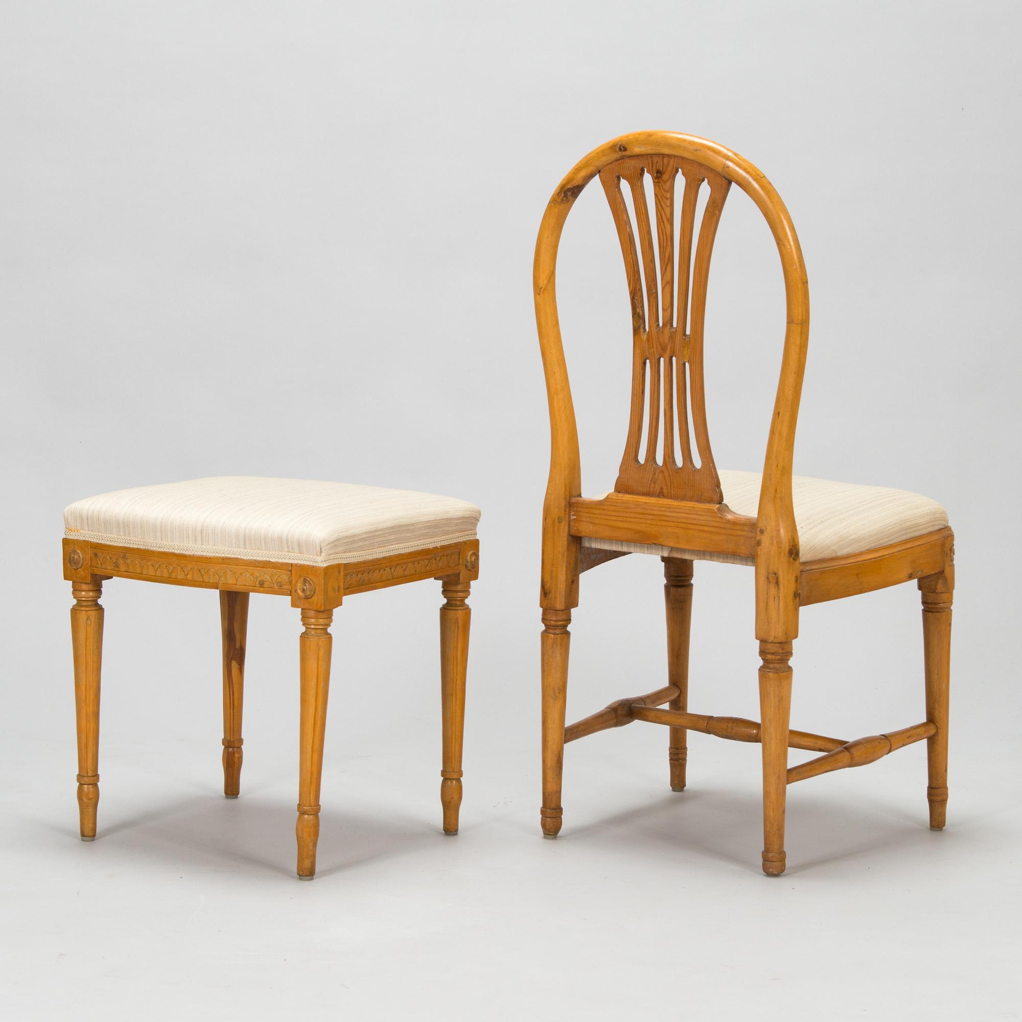 Tuoli ja jakkara, kustavilaiset, noin 1800.