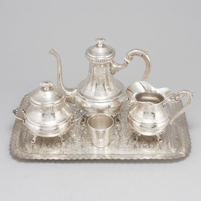 An Egyptian 20th century silver 5 piece tea-set, mark of Kairo 1940's.