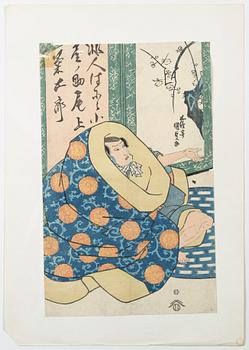 A group of six Japanese woodblock prints, including works by Utagawa Kunisada.