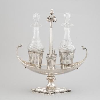 A Swedish late Gustavian cruet-set, mark of Pehr Zethelius, Stockholm 1799.