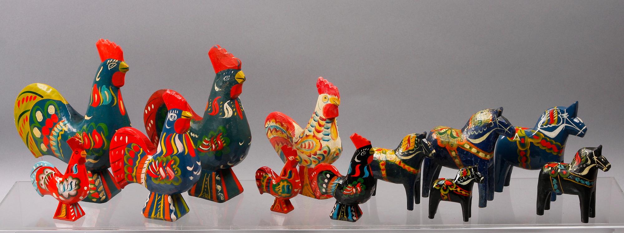 PARTI DALAHÄSTAR OCH DALATUPPAR, 12 st, 1900-tal.