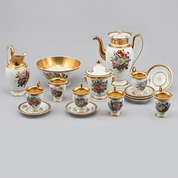 KAFFESERVIS, 10 delar, troligen Frankrike, 1800-talets första hälft.