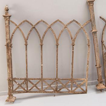 A three section cast iron Gothic fence around 1900.