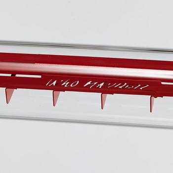 Sebastian Hepting, a 'Tubular Red Diffusor Red Cable' ceiling lamp, Ingo Maurer, Germany.