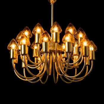 HANS-AGNE JAKOBSSON, A brass chandelier, model T 808, Markaryd, Sweden, late 20th Century.