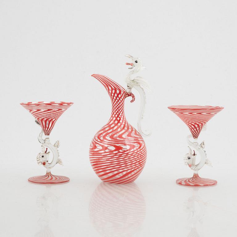Fritz Lampl, three glass service pieces, Bimini, Vienna, 1920s/30s.