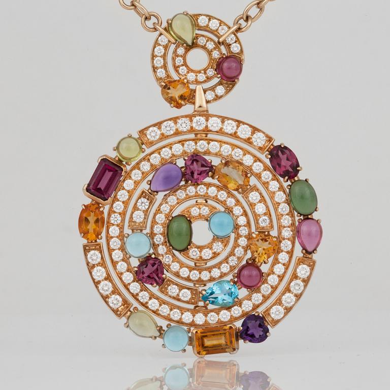 A Bulgari 'Astrale' necklace set with peridots, topazes, amethysts, citrines, tourmalines, garnets and diamonds.