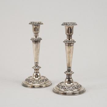A pair of 19th century silver-plated candlesticks.