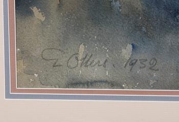 OLLERS, EDVIN, akvarell. Sign o dat 1932.