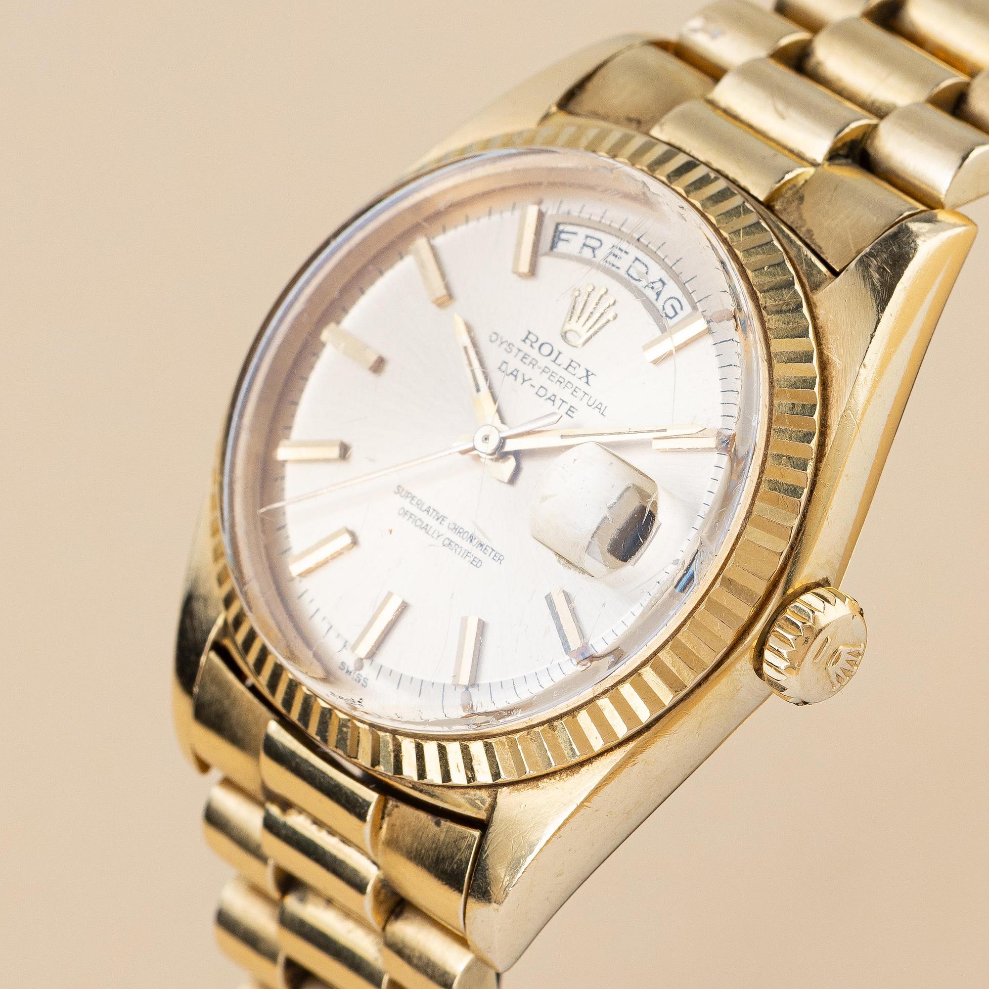 Rolex, Day-Date, "The Three Crowns", "Cal 1555", "Swedish Day", ca 1963.