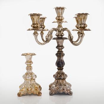 A silver candelabrum and candlestick, Kultakeskus, Hämeenlinna 1955 and 1971.