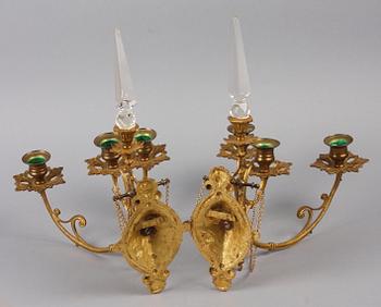 VÄGGAPPLIQUER, ett par, oscarianska, 1800-talets andra hälft.