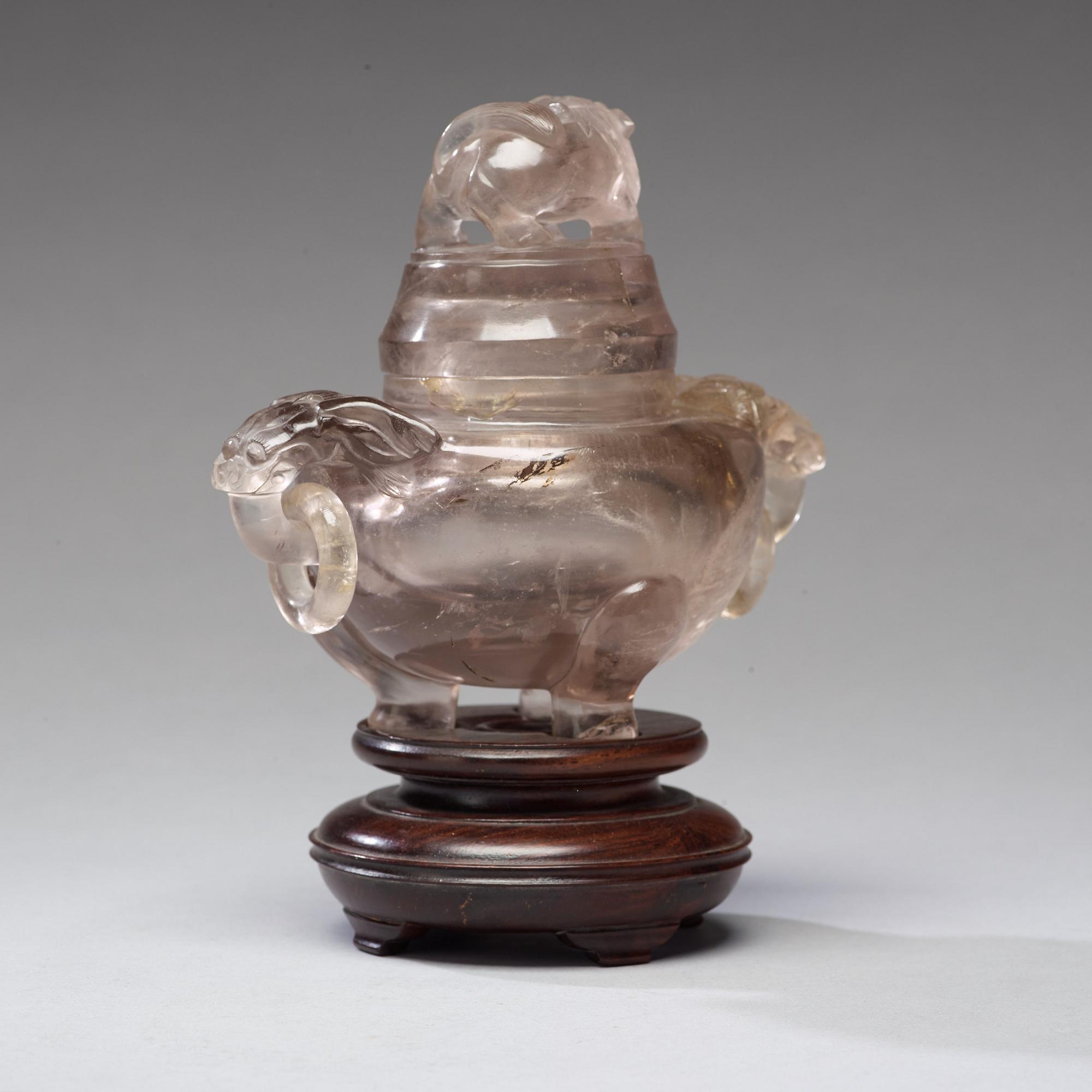 A rock chrystal censer with cover, Qing dynasty (1644-1912).