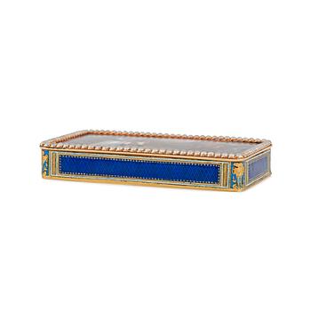 A Swiss late 18th century gold and enamled snuff-box, mark of Georges Rémond, Genève.