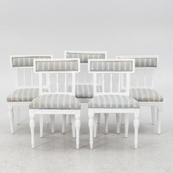 A set of five late Gustavian chairs, circa 1800.