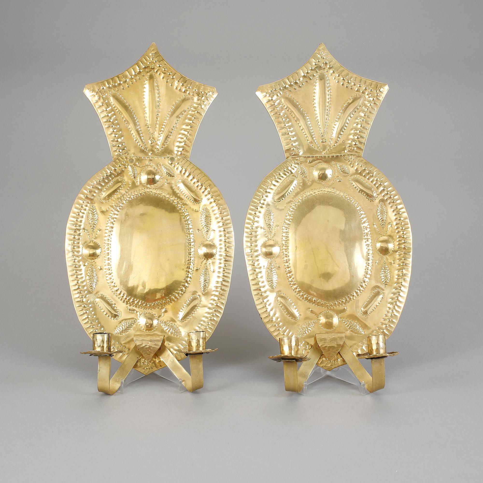 LJUSPLÅTAR, ett par, barock-stil, 1900-tal.