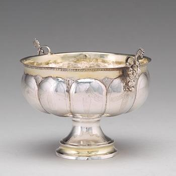 Olof Grubb, brännvinsskål, silver Hudiksvall 1800.