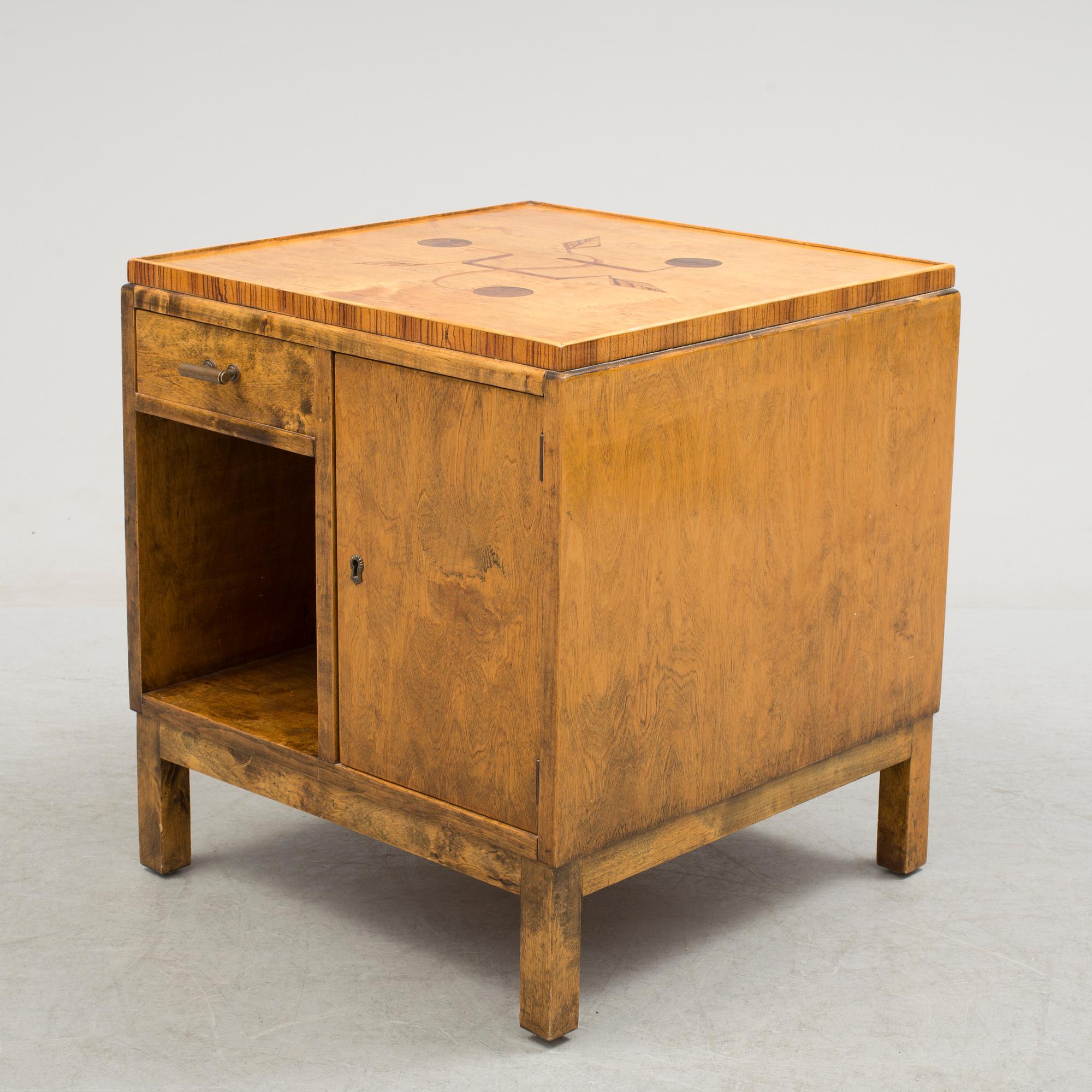 An Art Deco inlay smoking table, 1930's.