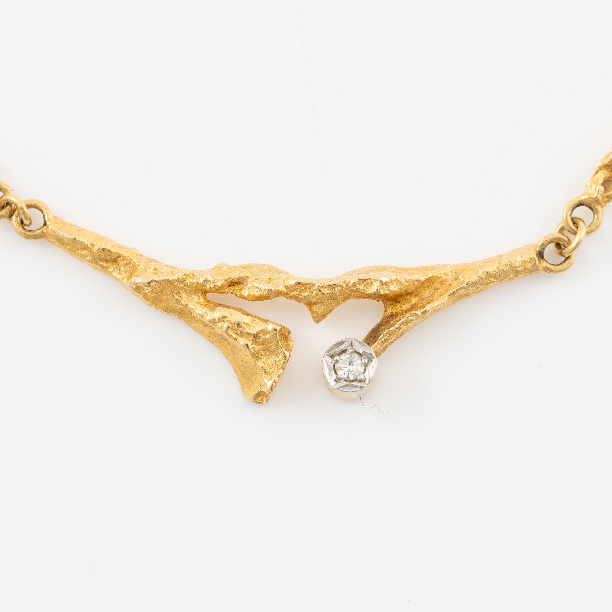 A Lapponia necklace, "Vårdagg", 18K gold with diamond.