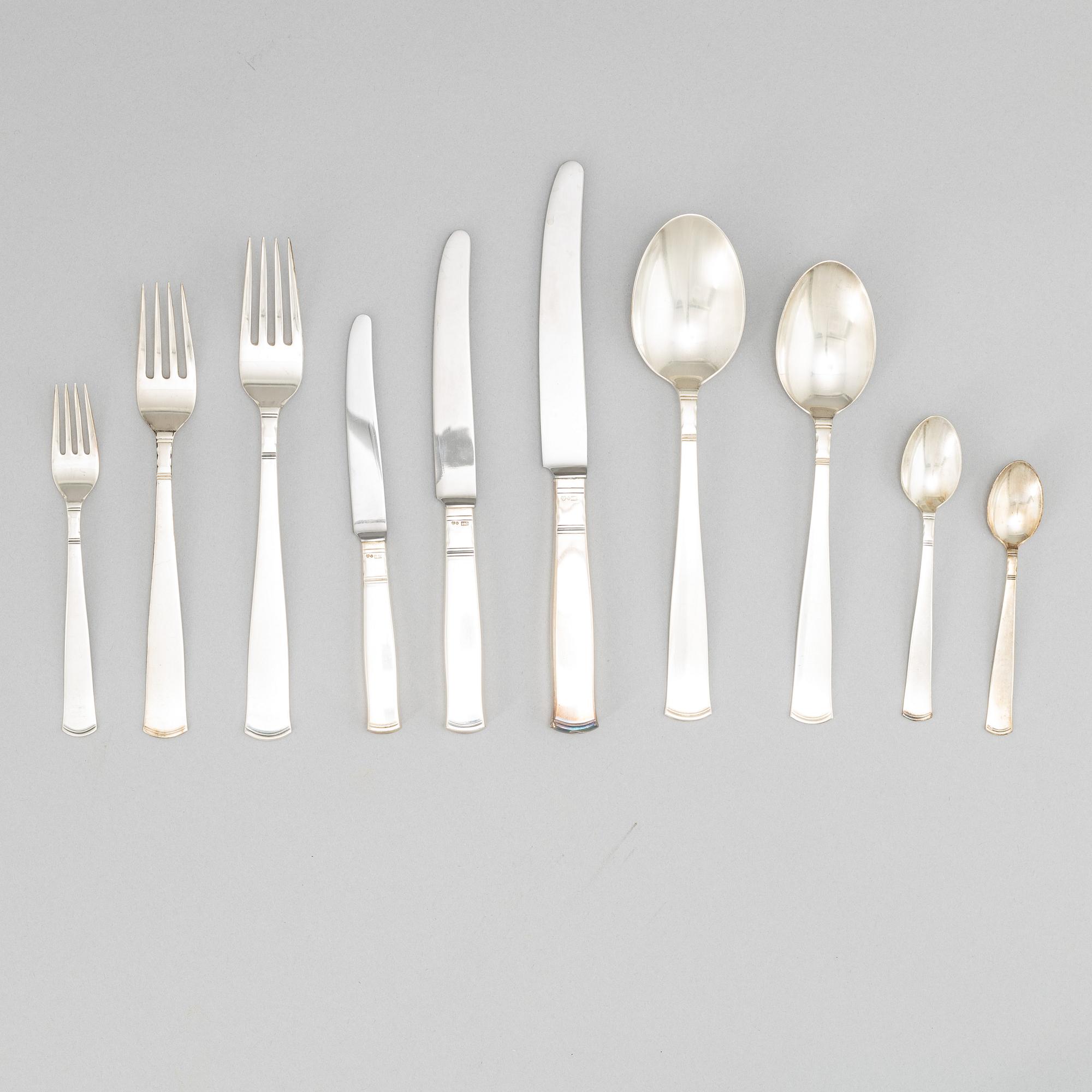 A Swedish silver cutlery, 'Rosenholm' designed by Jacob Ängman, mark of GAB (113 pieces).