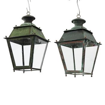 Ceiling lanterns, a pair, late 19th century.
