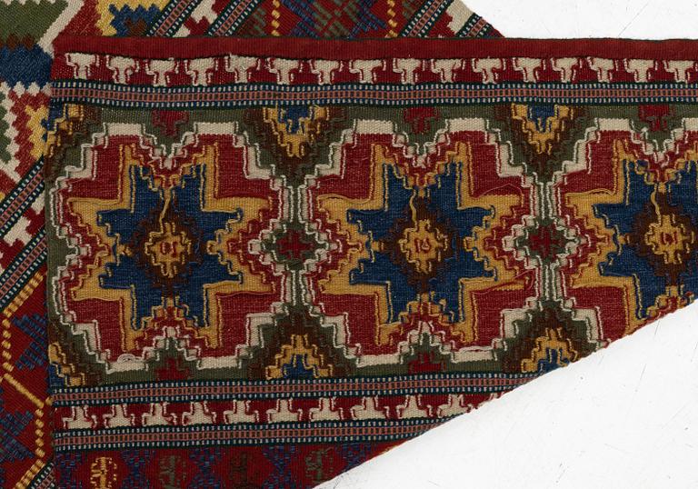 A bench cushion, flat weave, c. 262 x 64 cm, Scania, around the year 1900.