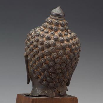 SKULPTURHUVUD, brons. Thailand, 16/1700-tal.