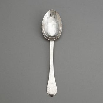 RÅTTSVANSSKED, silver, J Ladyman, London, 1699. Tot vikt 34 gram.