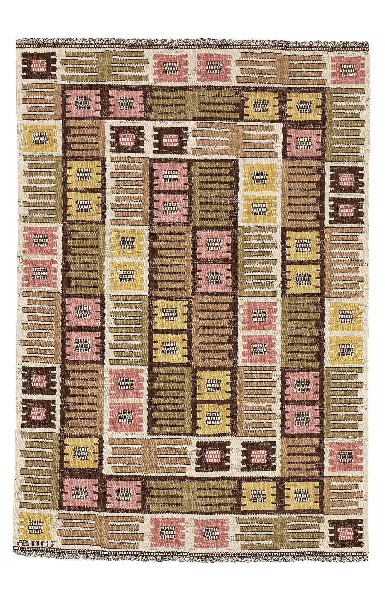 Märta Måås-Fjetterström, MATTA, "Nyponblomman", rölakan, ca 207 x 141-142 cm, signerad AB MMF.