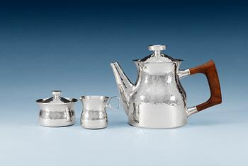 688. An Erik Löfman three pcs of silver coffee set by Mema, Lidköping 2000.