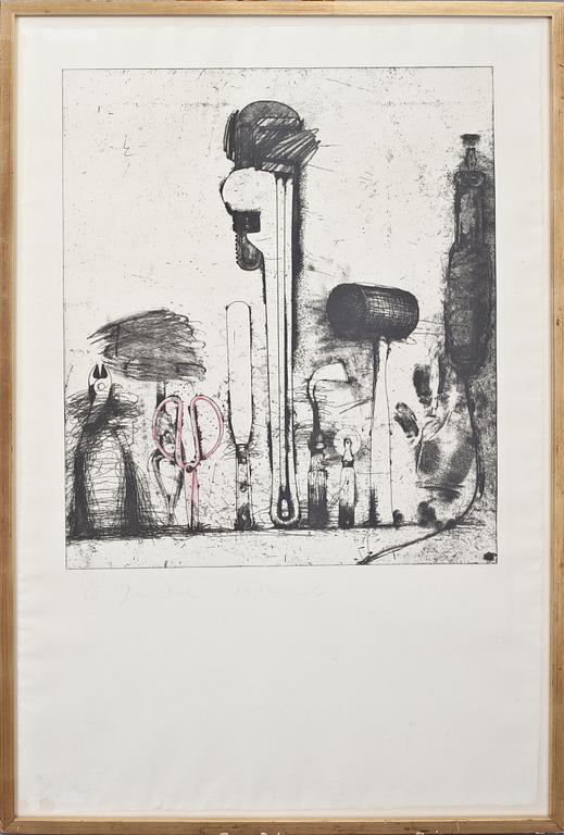 JIM DINE, etsning med handkolorering, 1974-76, signerad och numrerad 14/30.