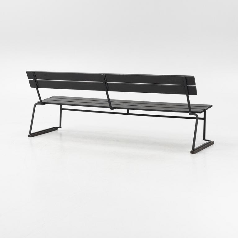 A 'Soffa5' iron and wood garden bench, Grythyttan.