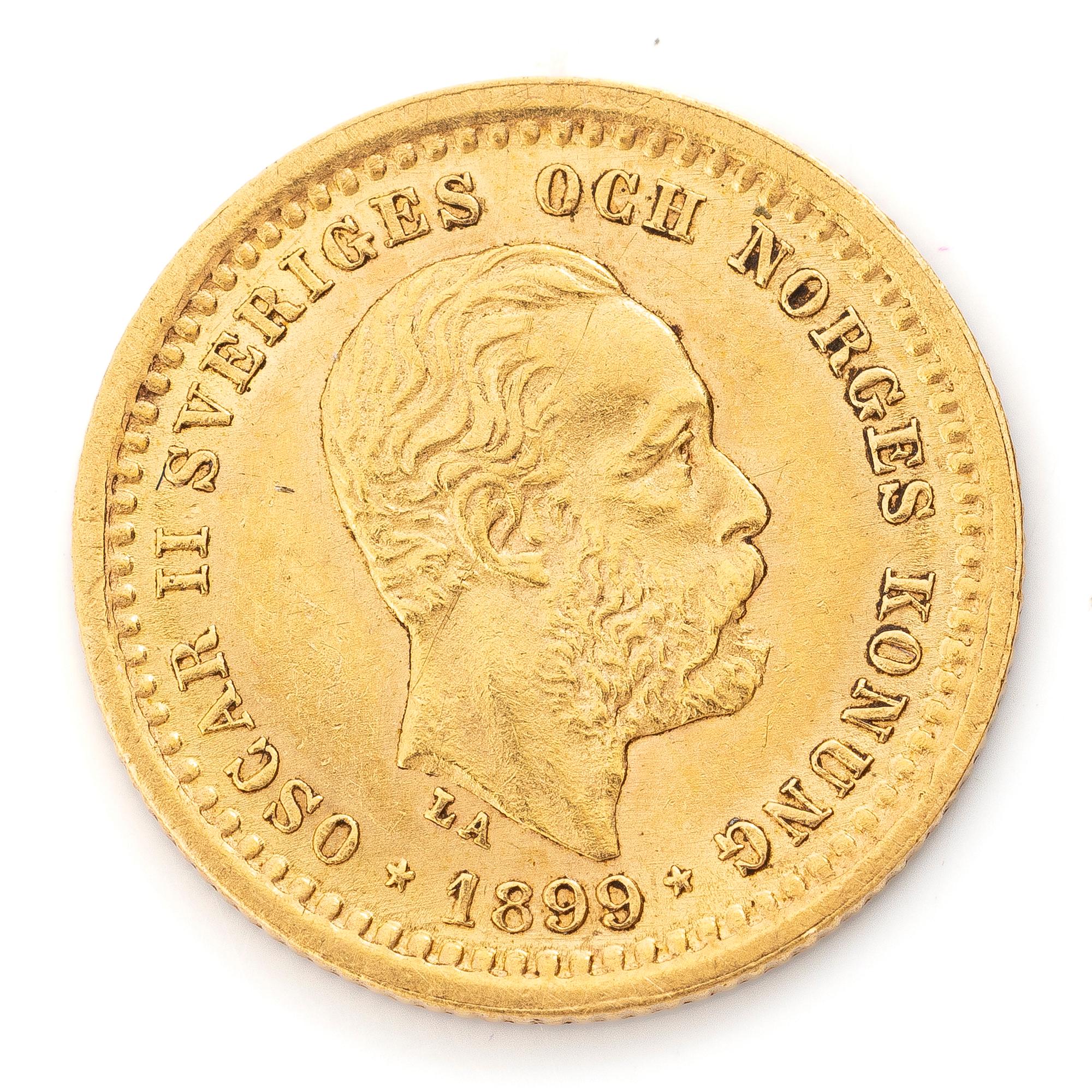 Guldmynt, Sverige, Oscar II, 5 kronor, 1899.
