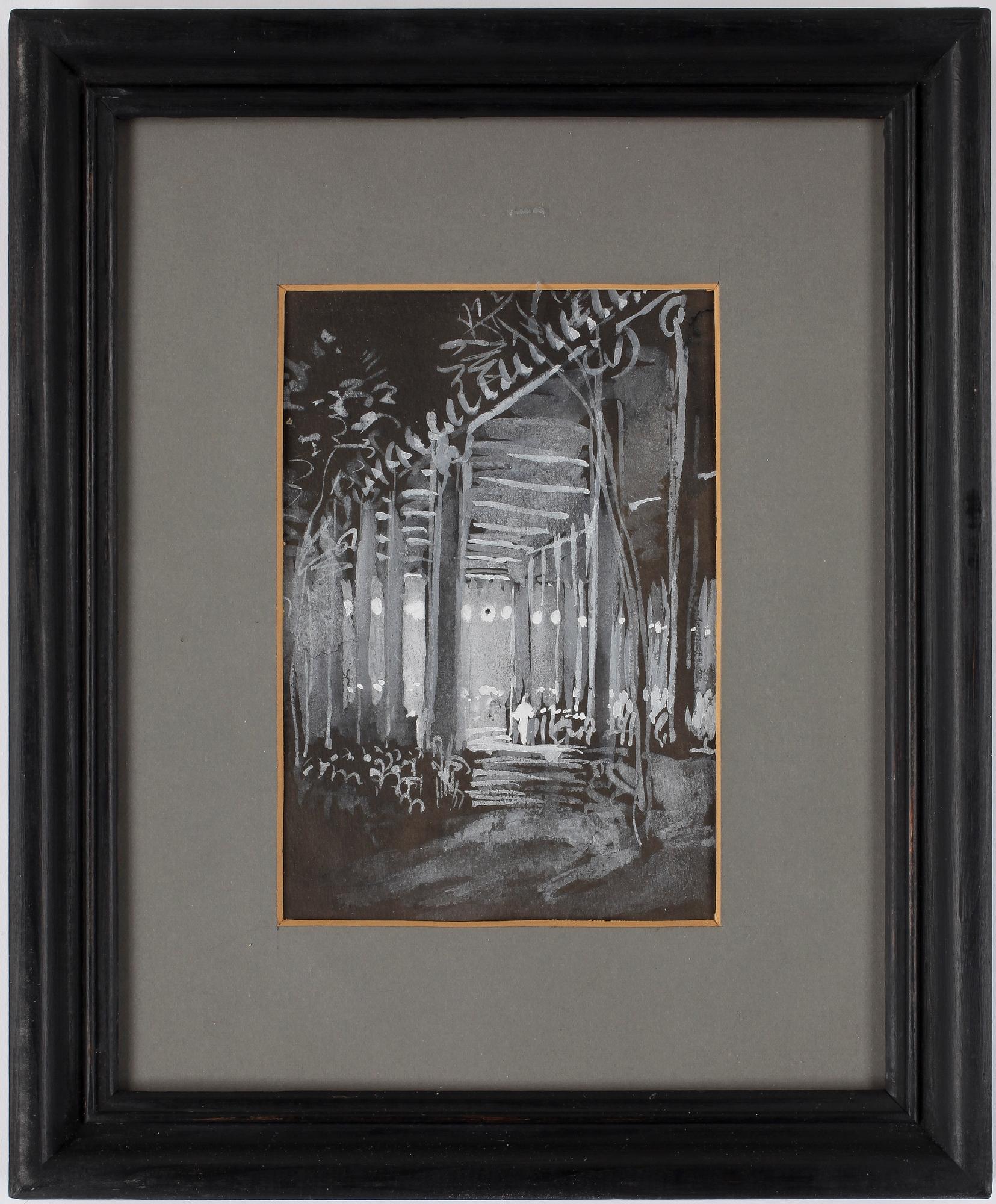 AUGUST MALMSTRÖM, grå lavering och täckvitt på papper. Intygad a tergo.