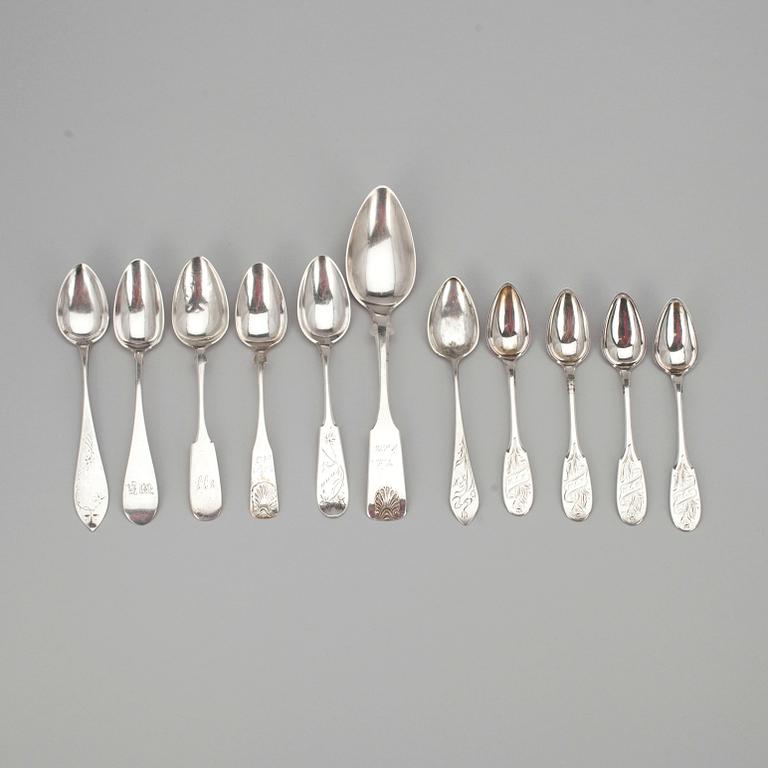 SKEDAR, silver, finska stämplar, bl. a. Olof R. Lundgren, Bertil G. Wikström. 1800-1900-tal. Vikt tot. 154 g.