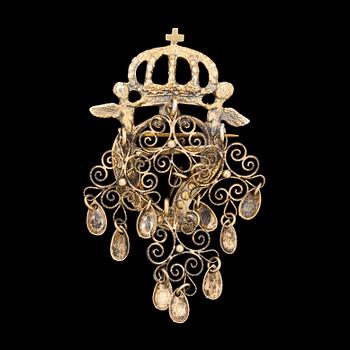 BROSCH, silver, CGH, Stockholm, otydliga stämplar 1800-talets andra hälft. Vikt ca 11 g.