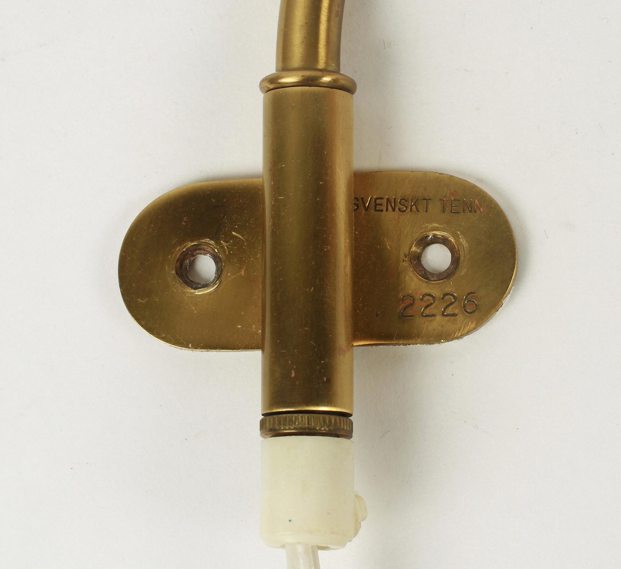 VÄGGLAMPOR, 3 st, mässing, modellnmr 2226, Josef Frank, Svenskt Tenn.