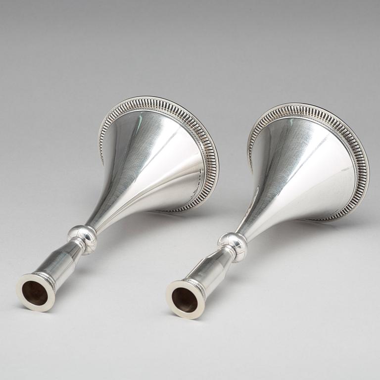 Wiwen Nilsson, a pair of sterling candlesticks, Lund 1948.