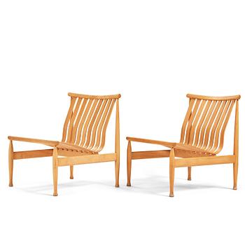 470. Hans Brattrud, a pair of 'Arktis' beech easy chairs, Hove Møbler, Norway, post 1961.