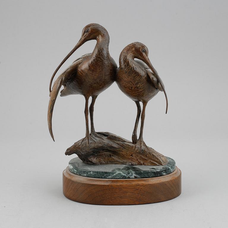 Kent Ullberg. A bronze sculpture of two curlews, signed Ullberg and numbered 12/50.