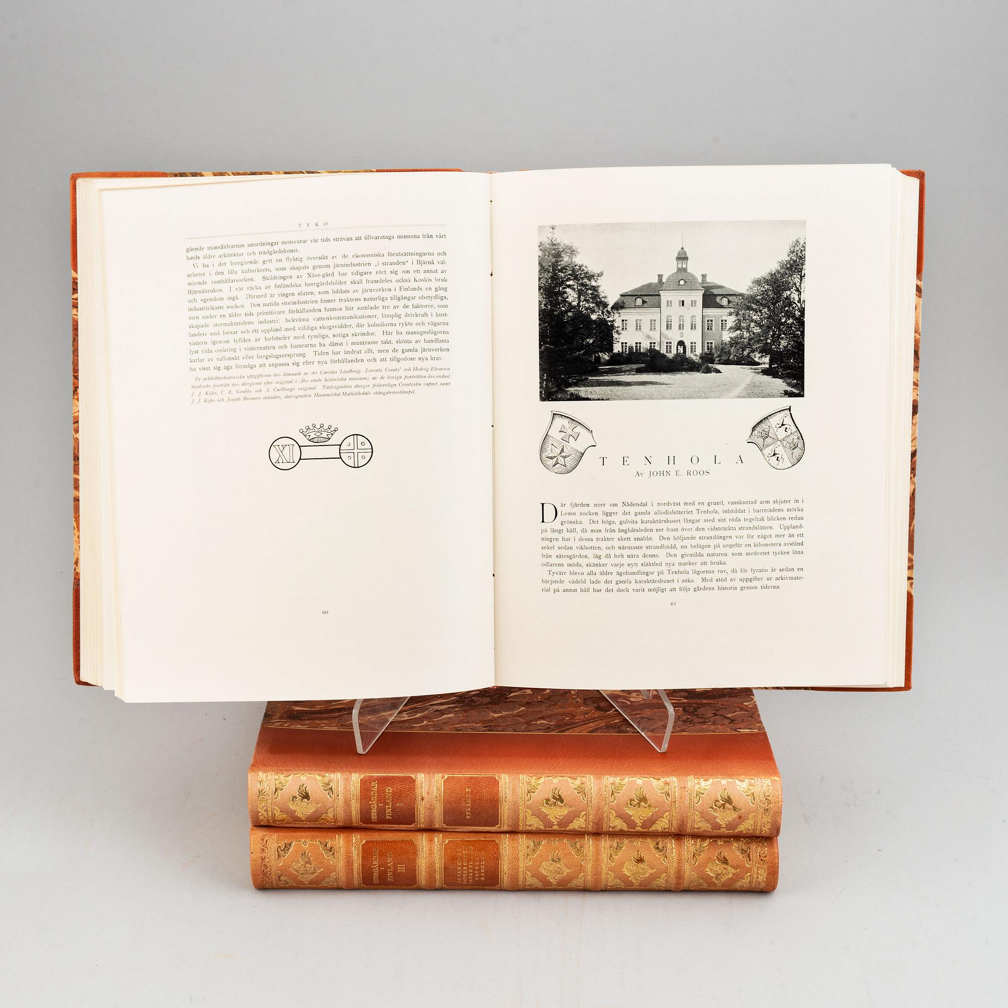 A 3-volume book set "Herrgårdar i Finland" (Mansions in Finland), Söderström & C:o Förlagsaktiebolag, Helsinki 1928-30.