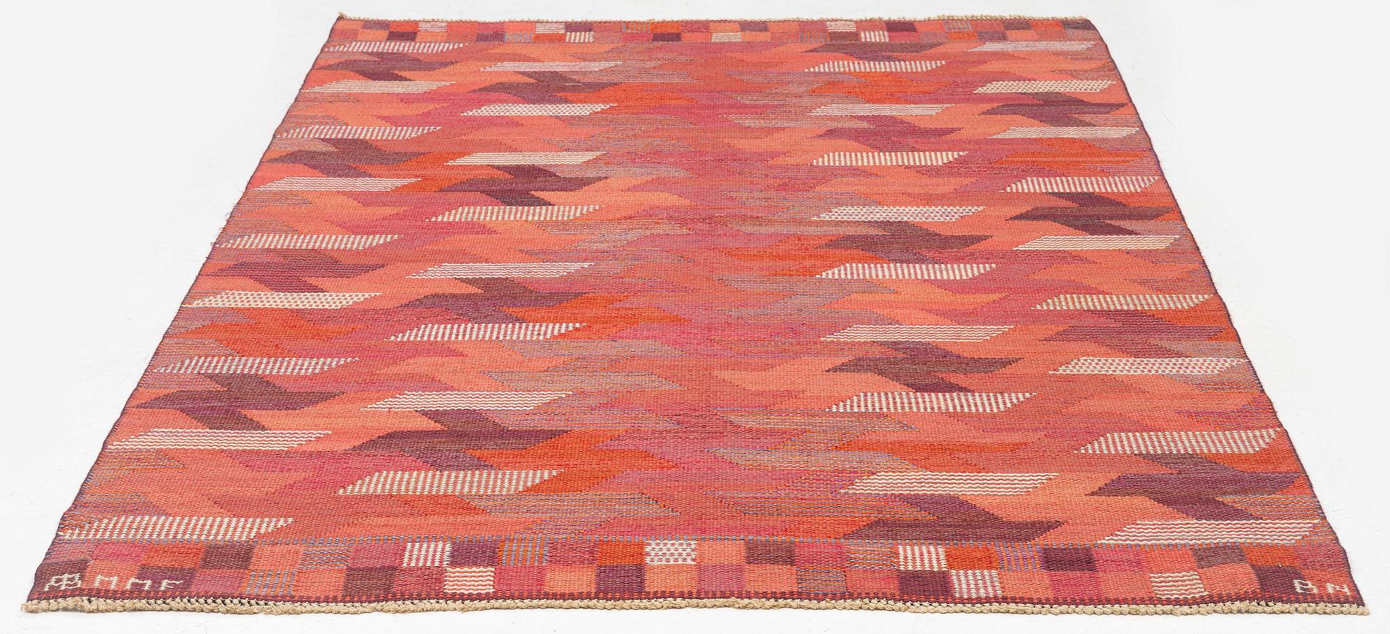 Barbro Nilsson, matta, "Rödarp", gobelängteknik, 223 x 154 cm, signerad AB MMF BN.