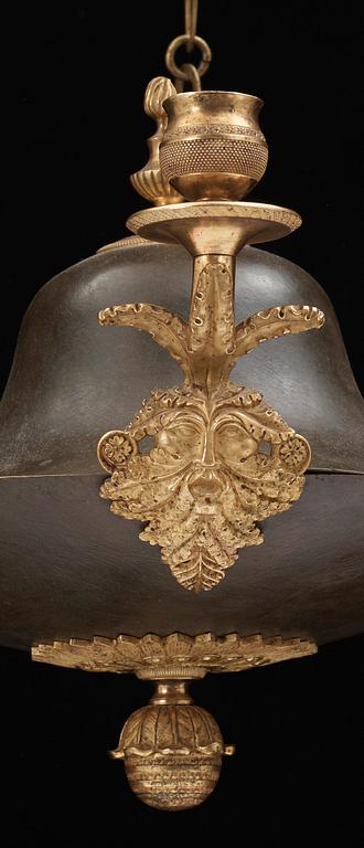 An Empire early 19th century three-light hanging lamp.