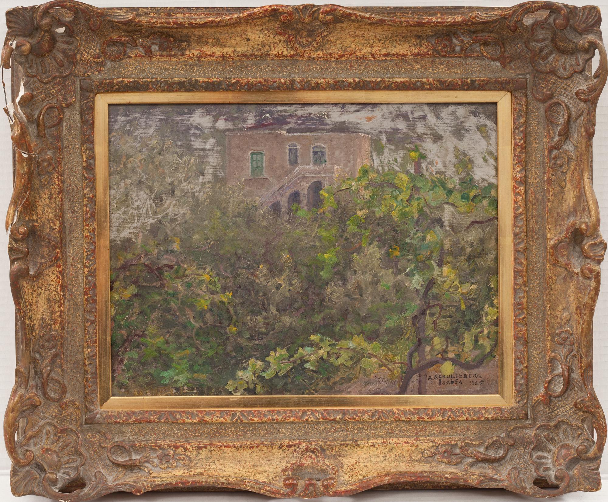 ANSHELM SCHULTZBERG, olja på pannå, signerad och daterad Ischia 1925.