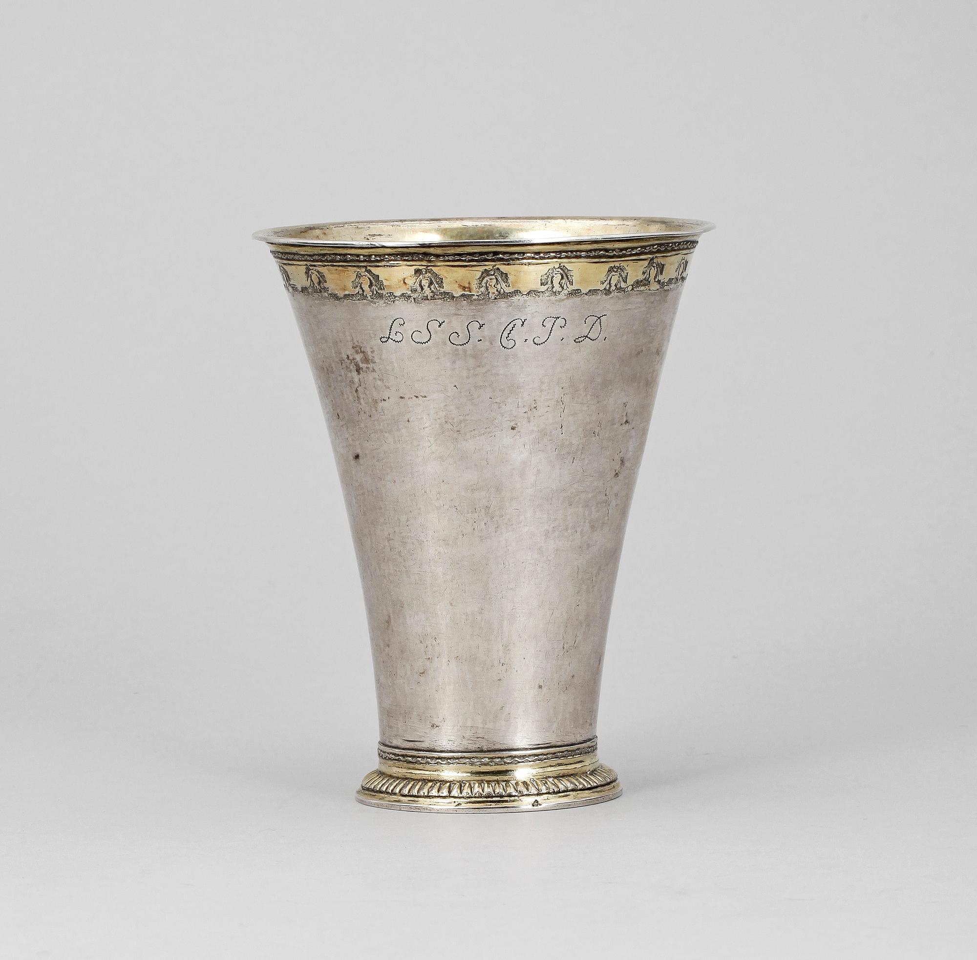 BÄGARE, silver, Anders Lundman, Stockholm, 1755. Ca 251g.
