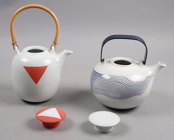 TEKANNOR, 2 st, porslin, Inger Persson, Rörstrand.