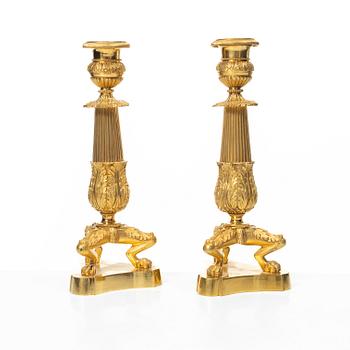 Ljusstakar, ett par, senempire-stil, sent 1800-tal.