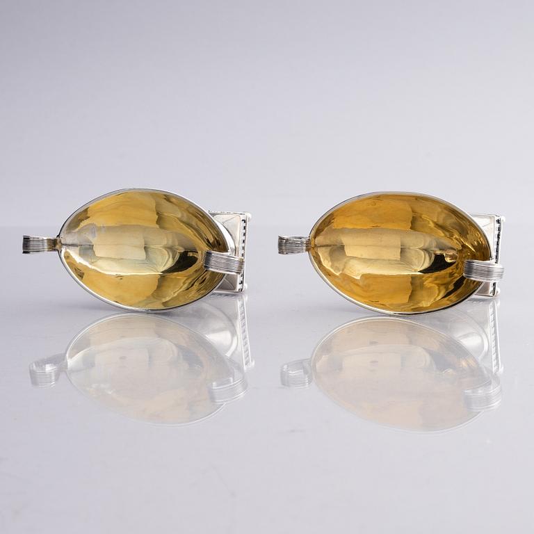 A pair of Swedish early 19th century silver salt-cellars, marks of Pehr Zethelius, Stockholm 1805.