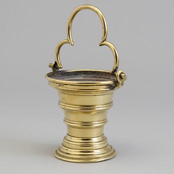 A BRASS HOLY WATER BOWL, 18th century or older.