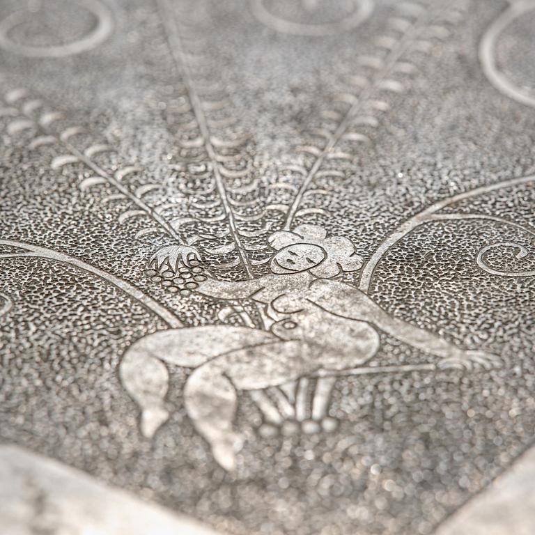 Anna Petrus, a pewter top tray table on a base by Uno Åhrén, executed in her studio, Stockholm, ca 1922-25.